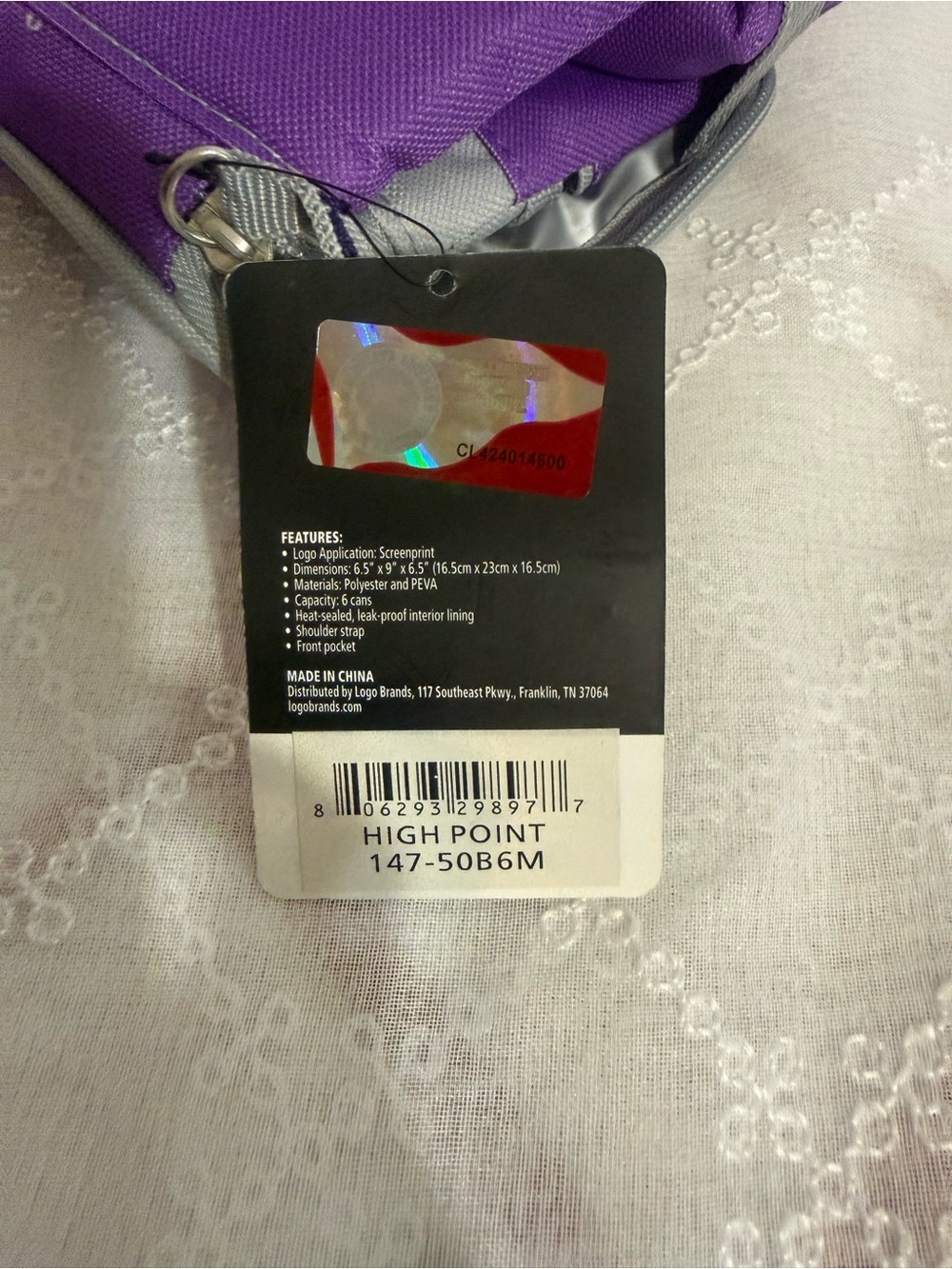 High Point University HPU Purple & Gray Men's Crossbody Bag - Picture 2 of 3